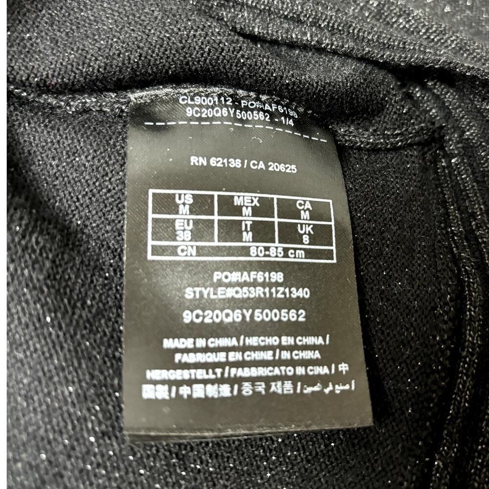 Guess Black Glitter Plunge Zip Wrap Knit Event Evening Holiday Party Sweater M - Picture 5 of 5